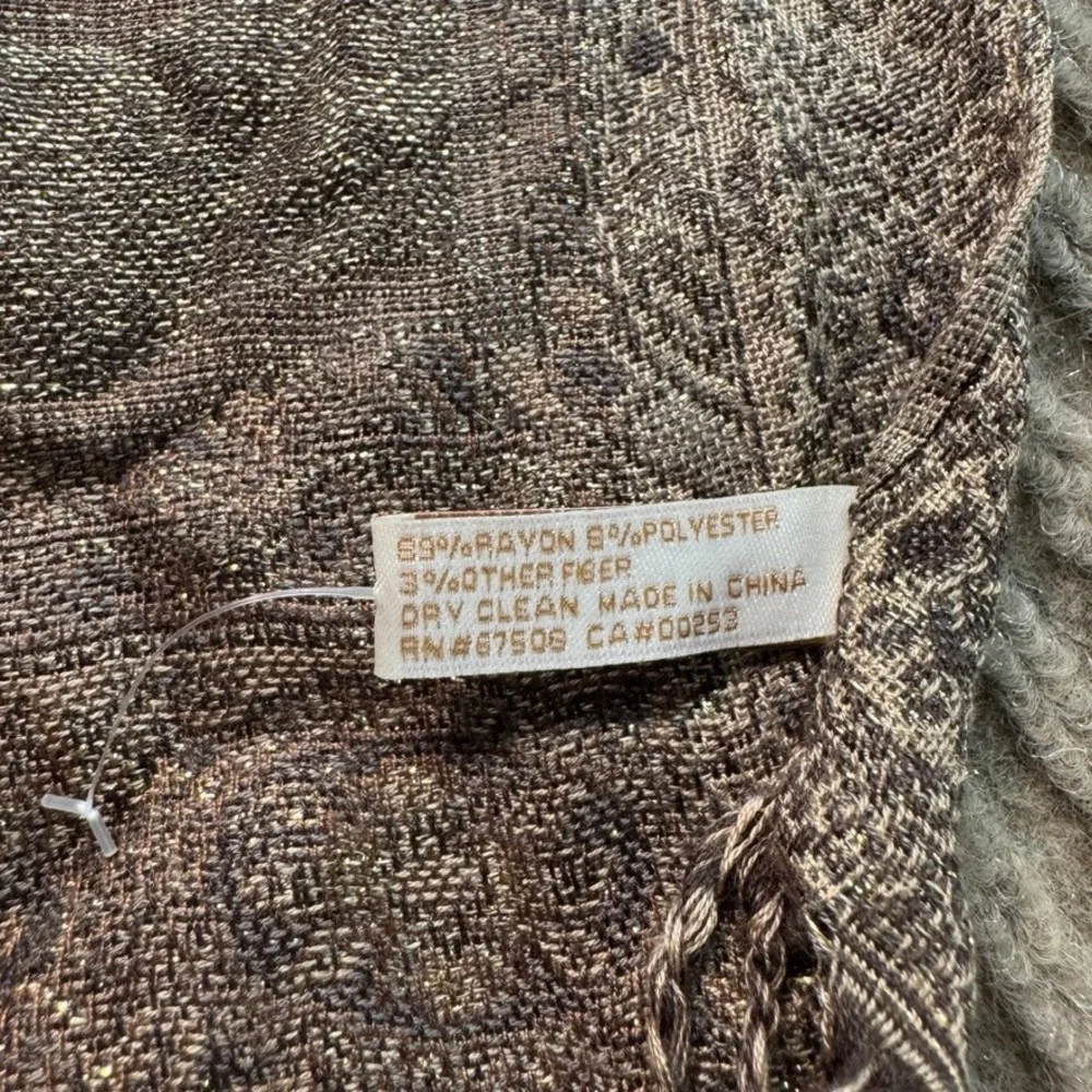 Collection Eighteen Paisley Pashmina Scarf Metallic Gold Brown Fringe Wrap Shawl